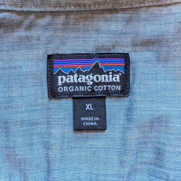 Patagonia Button Down Mens XL Grey Blue Moon Logo Organic Cotton STY54121 SP17 - Picture 3 of 8